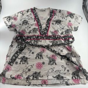 Uniform Advantage Elephant Print Scrub Top